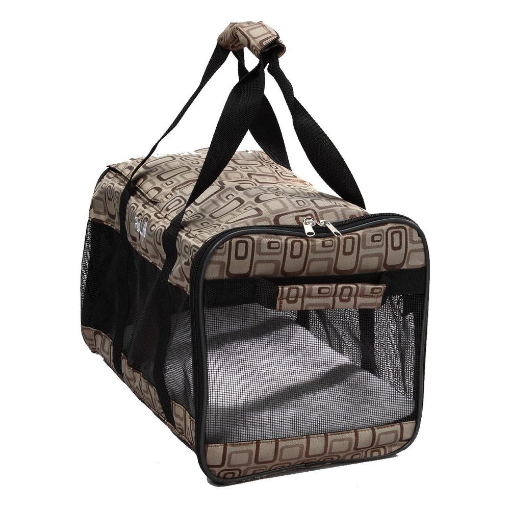 PET LIFE Airline Approved Zippered Paw Print Design Large Folding Cage