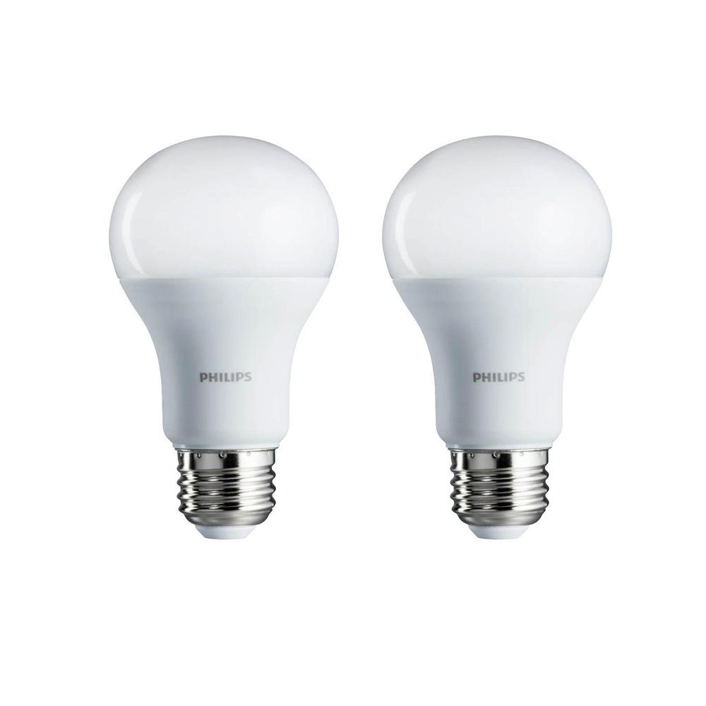 Philips 100 Watt Equivalent A19 Non Dimmable Energy Saving Led Light Bulb Soft White 2700k 2 Pack 461961 The Home Depot