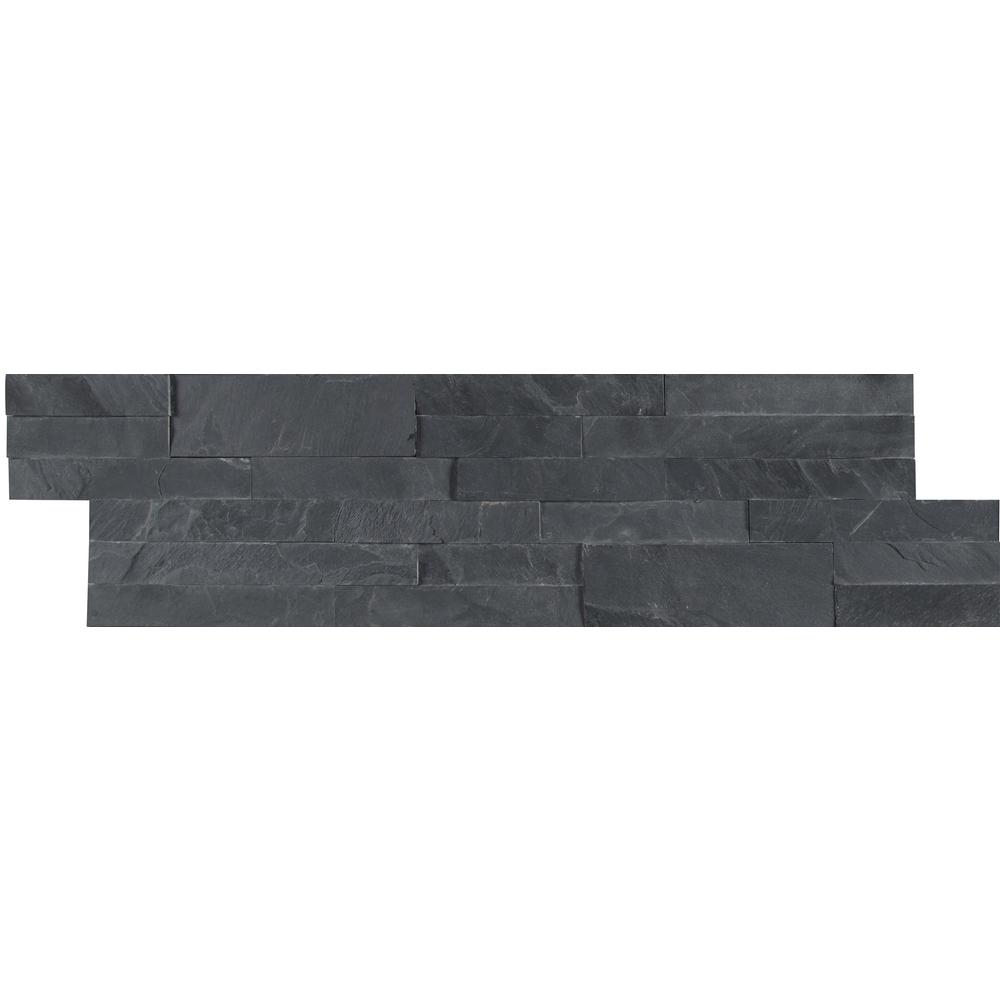 Midnight Ash Veneer L And Stick 6 In X 22 Honed Slate Wall Tile 13 80 Sq Ft Case