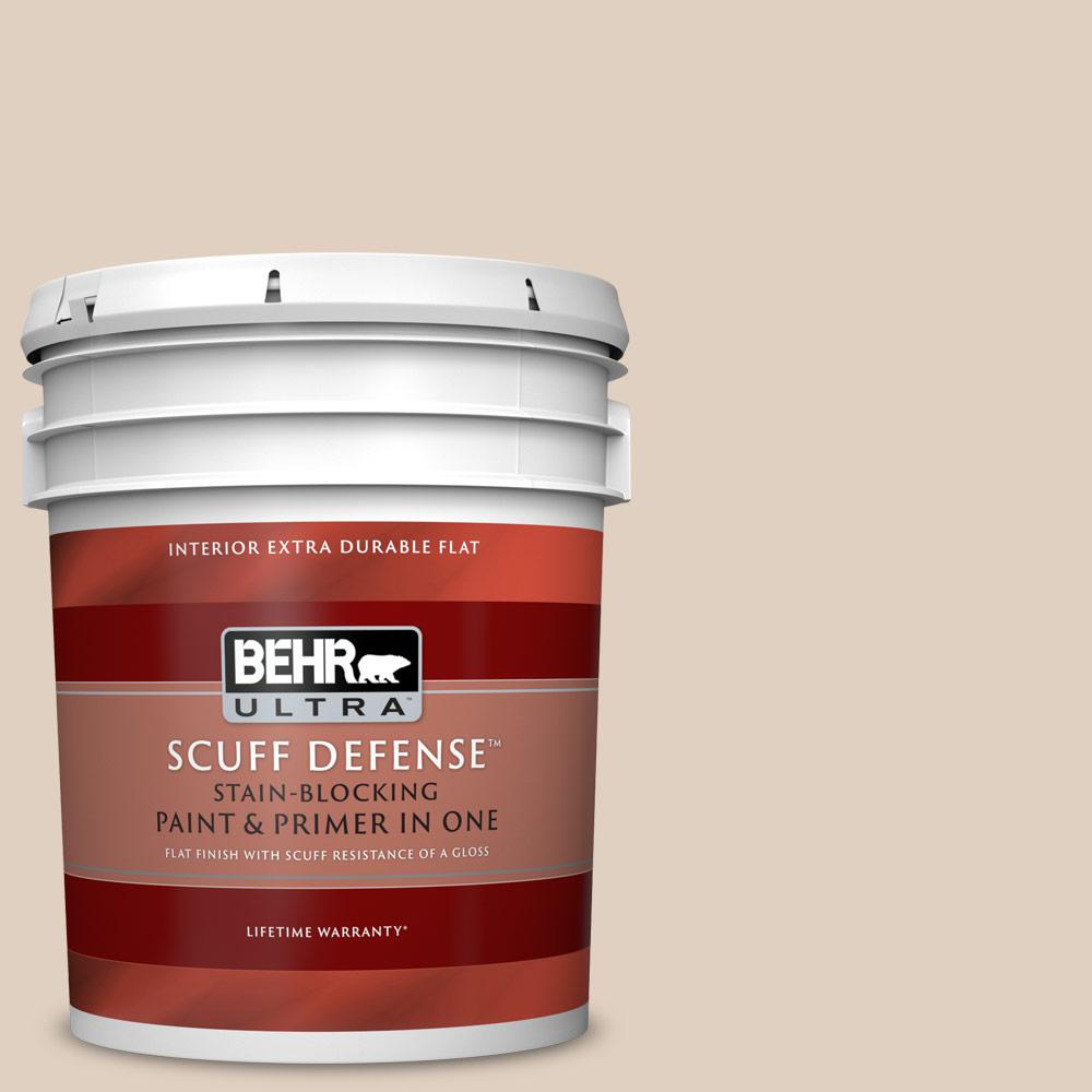 BEHR ULTRA 5 Gal. N2402 Adobe Sand Extra Durable Flat Interior Paint and Primer in One172005
