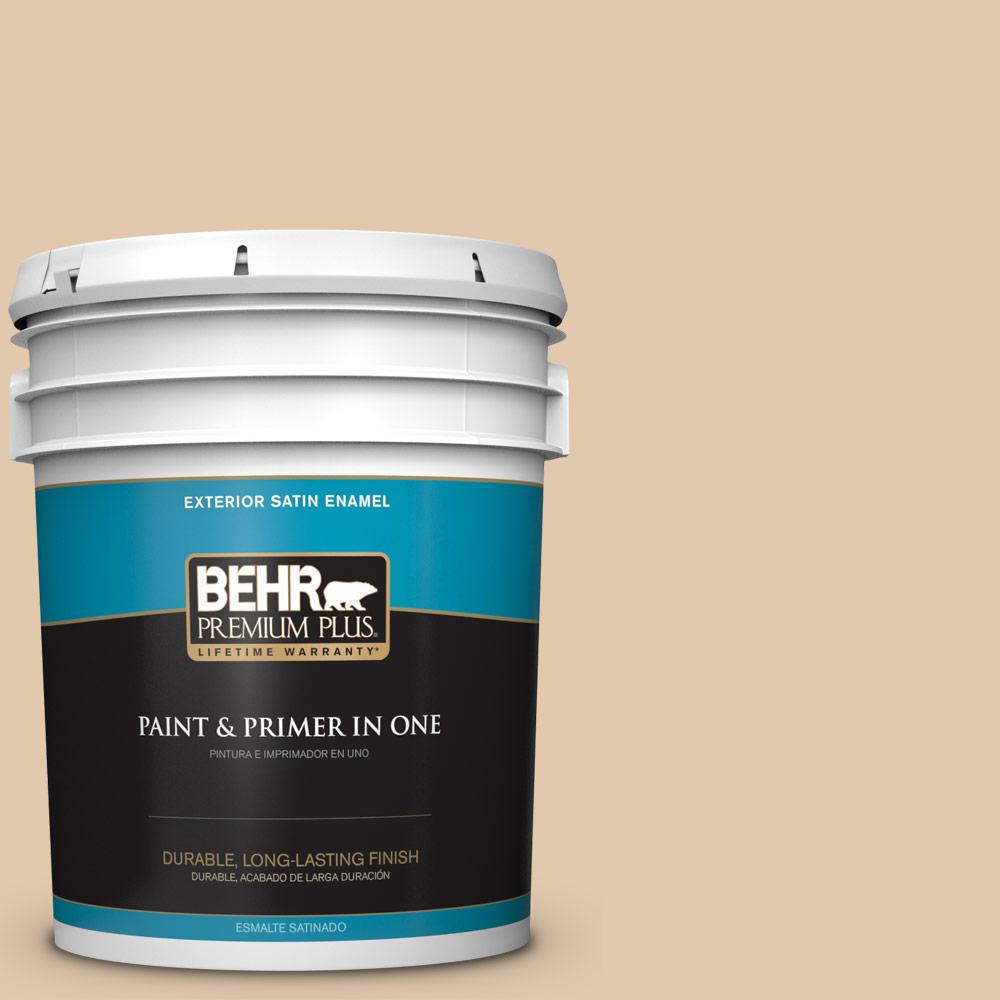 BEHR Premium Plus 5 gal. 320C2 Cream Yellow Satin Enamel Zero VOC