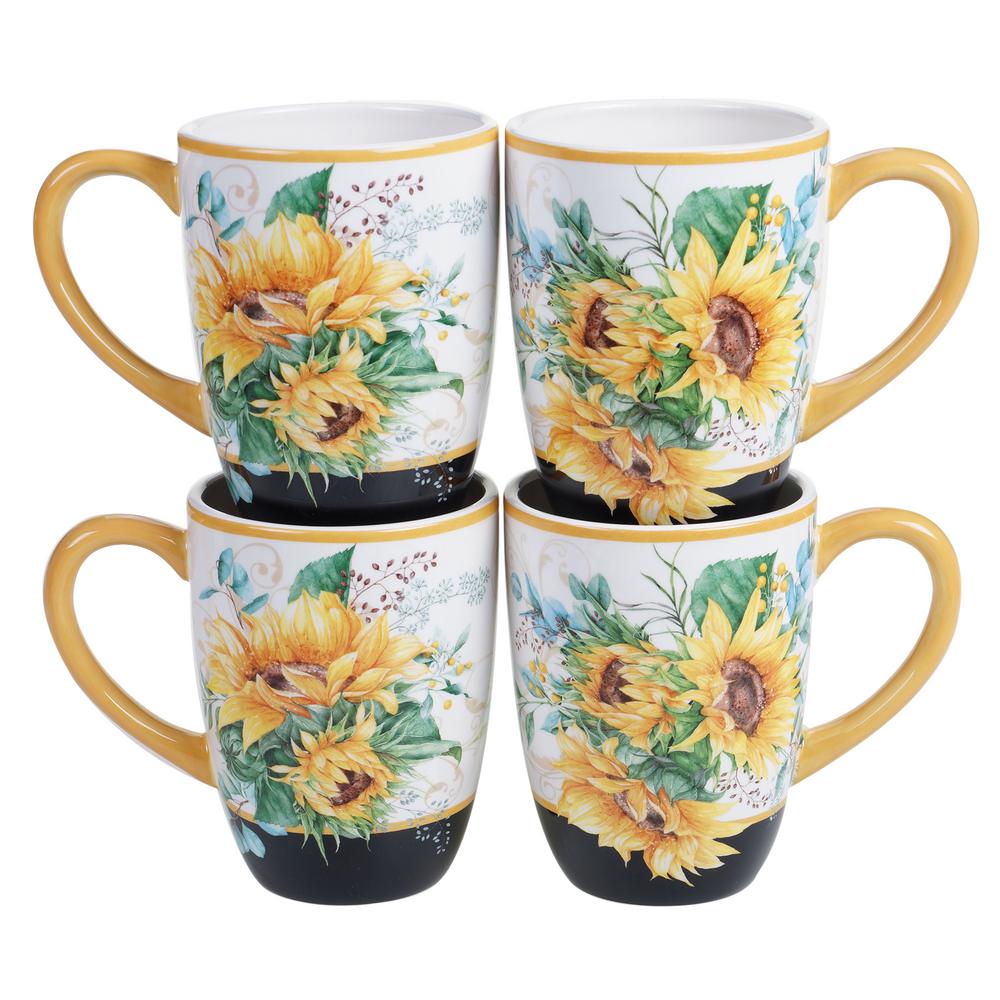 Service for 4,One Size Certified International Sunset Sunflower 16 pc Dinnerware Set Multicolored