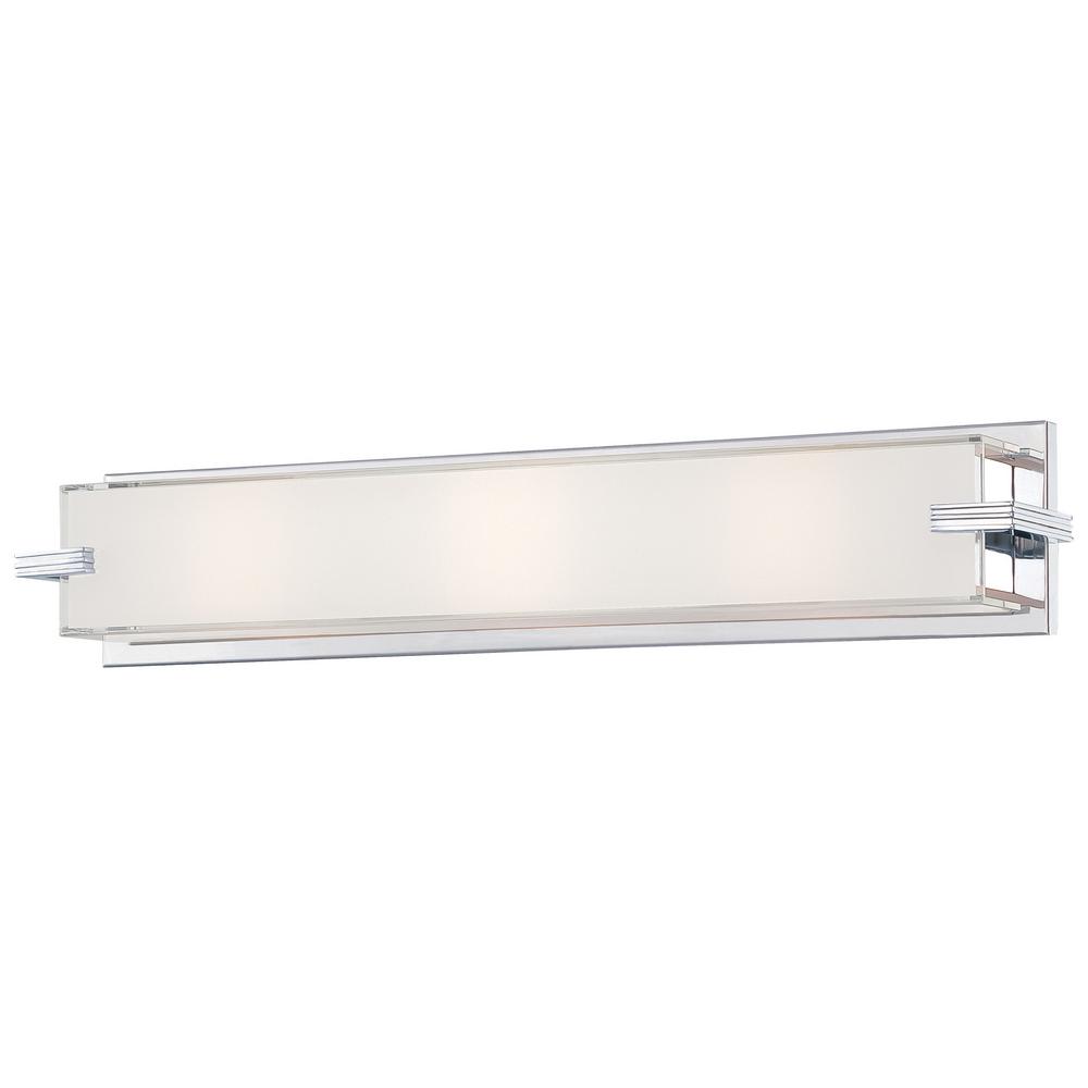 George Kovacs Cubism 3-Light Chrome Bath Light with Mitered White Glass ...