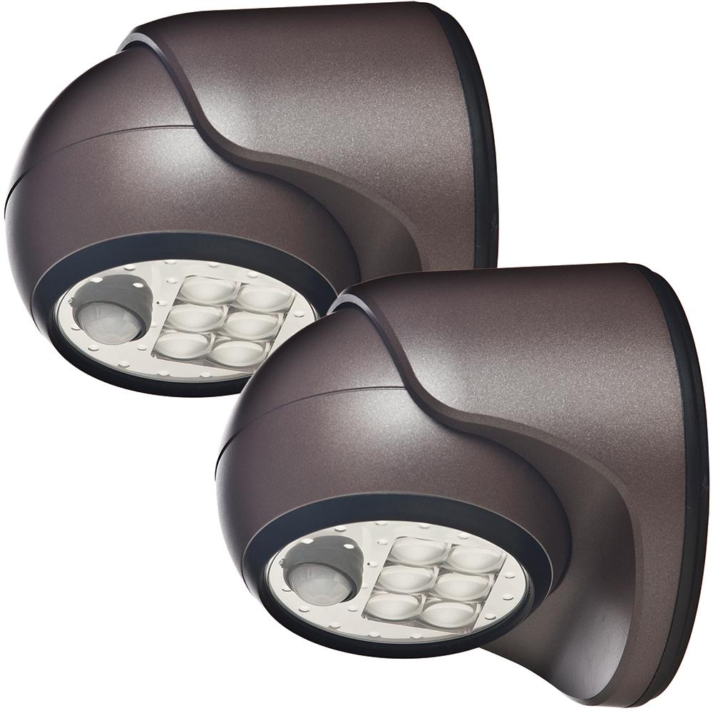 Battery Motion Sensor The Home Depot 6 Light Bronze Motion Activated Outdoor Integrated Led Wireless