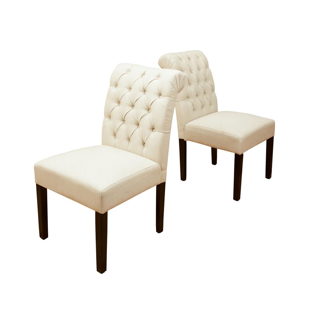 Noble House Dinah Ivory Fabric Tufted Dining Chairs Set Of 2 Dinah Ivory Fabric Tufted Dining Chairs Set Of 2