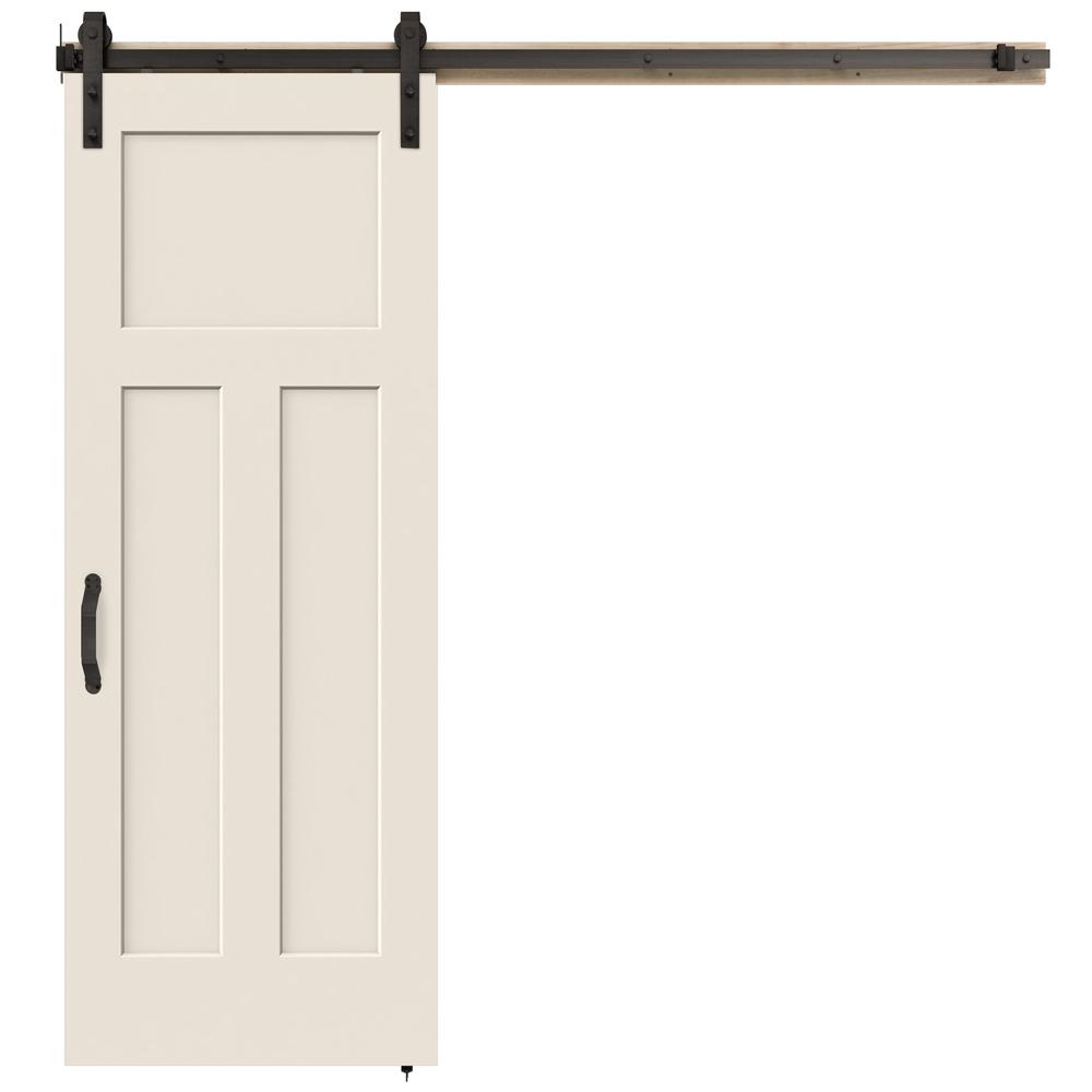 JELDWEN 30 in. x 84 in. Craftsman Primed Smooth Molded Composite MDF Barn Door with Rustic