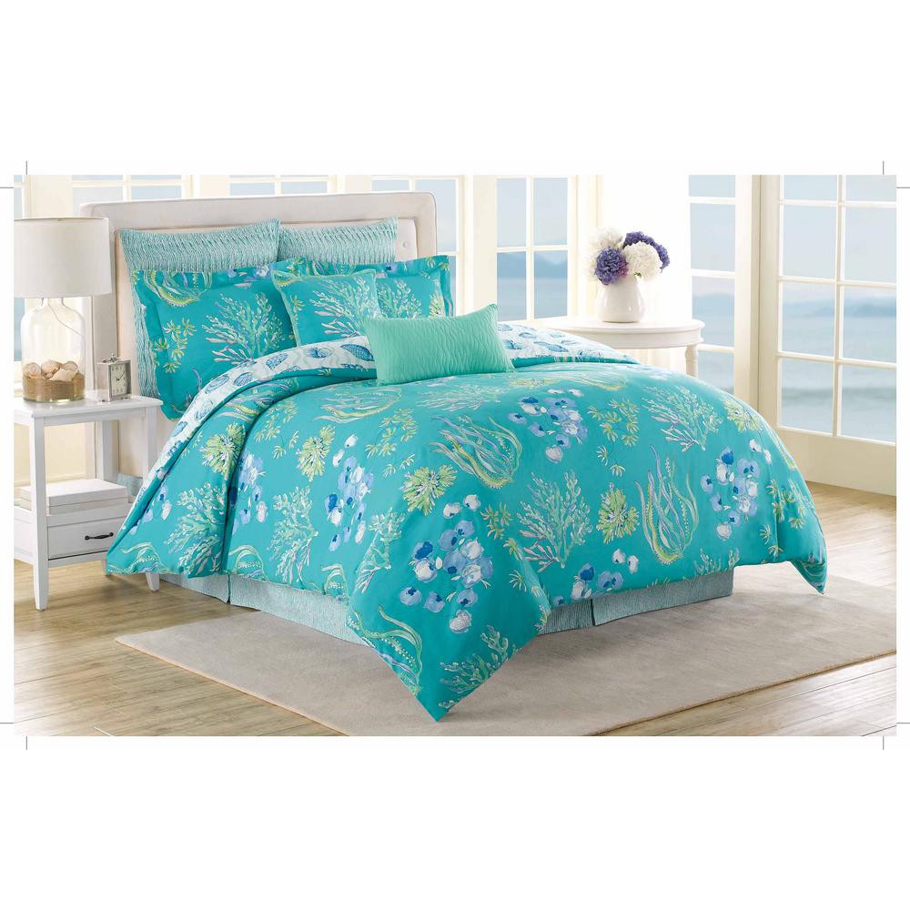 Royal Heritage Home Soho 8 Piece Aqua Blue Green Queen Comforter
