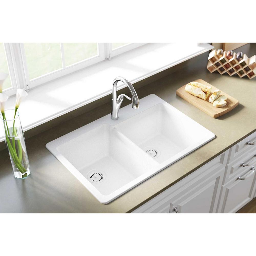 Elkay Quartz Clic Drop In Composite 33 Square Offset Double Elkay Quartz Clic Drop In Composite