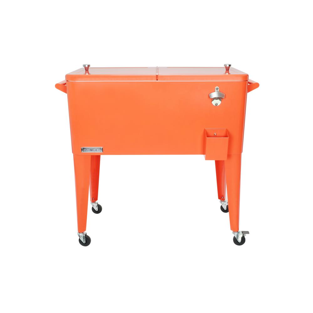 Permasteel 80 Qt Orange Rolling Patio Cooler Ps 203 The Permasteel 80 Qt Orange Rolling Patio