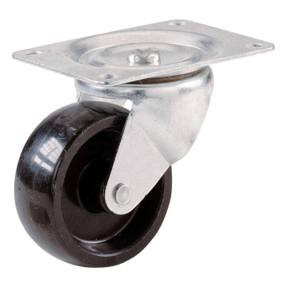 Everbilt 2 in. Black Polypropylene Swivel Plate Caster with 125 lbs