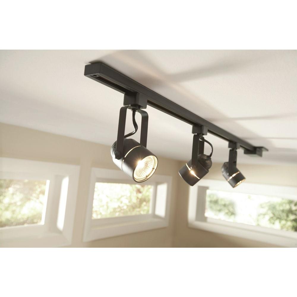 Hampton Bay 3 Light Black Pinhole Cylinder Linear Track Lighting Kit Hampton Bay 3 Light Black Pinhole Cylinder Linear Track Lighting Kit