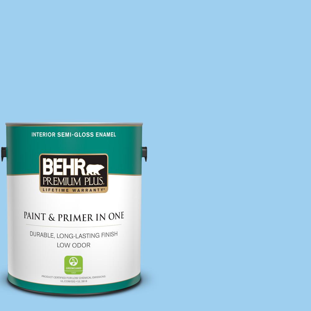 Behr Premium Plus 1 Gal P500 3 Spa Blue Semi Gloss Enamel Low Odor P500 3 Spa Blue Semi Gloss Enamel Low Odor Interior Paint And Primer In One