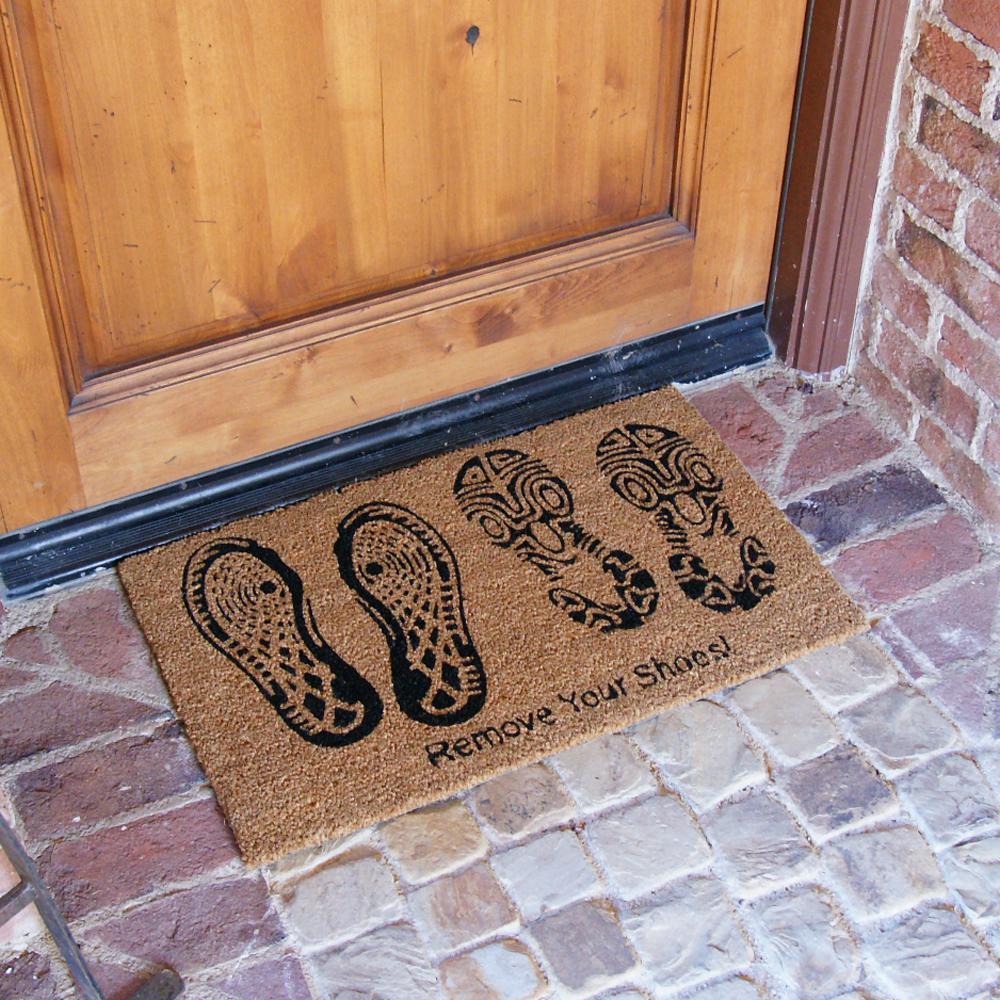 Rubber Cal Remove Your Shoes 30 In X 18 In Door Mat 10 106 040