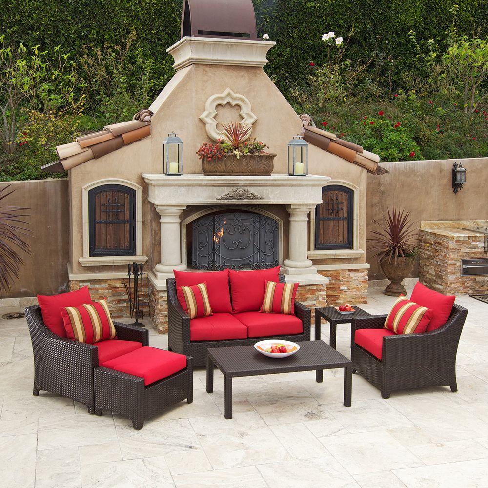 RST Brands Deco 6Piece Patio Seating Set with Cantina Red CushionsOP