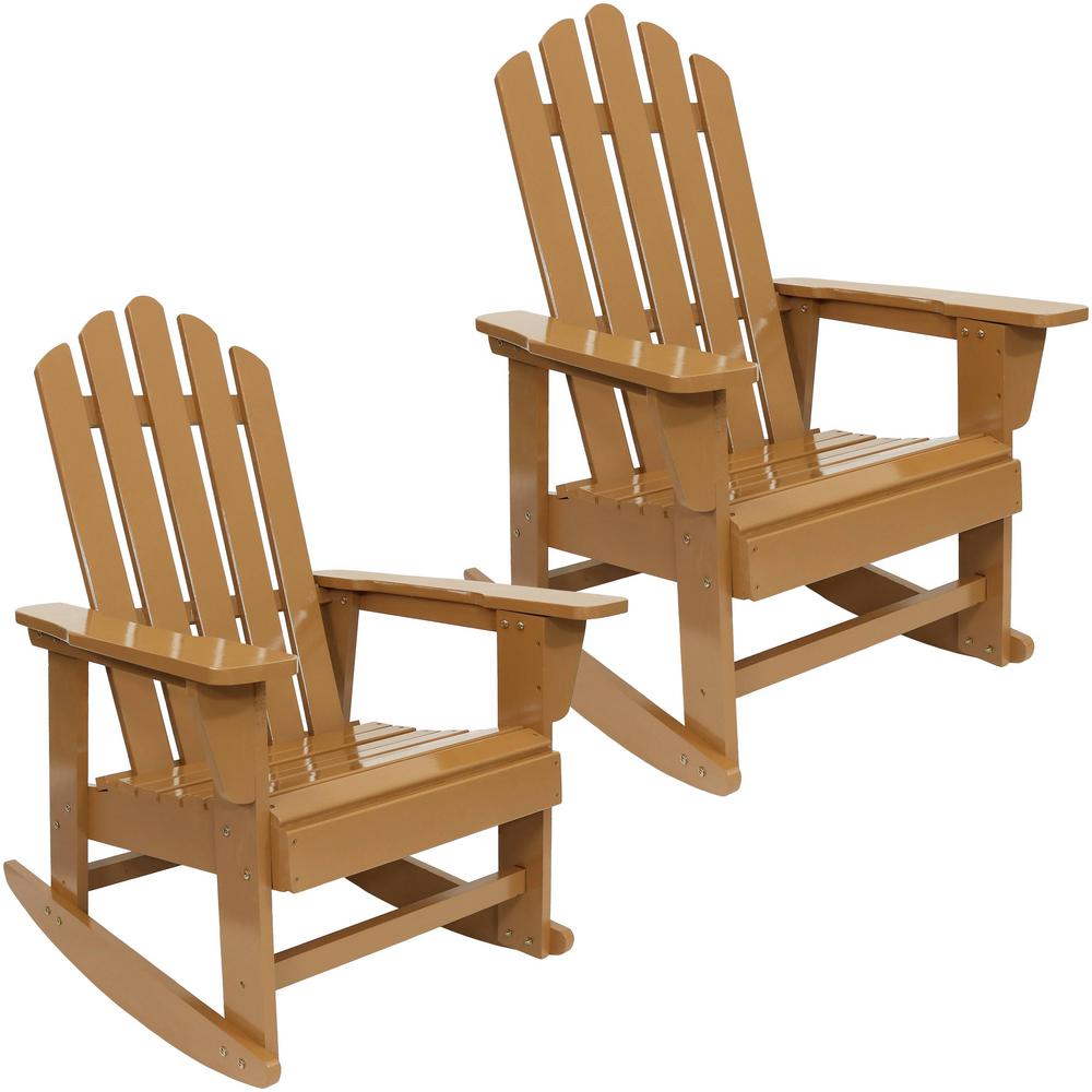 sunnydaze decor classic wood rocking adirondack chair in cedar set of  2ieo6002pk  the home depot