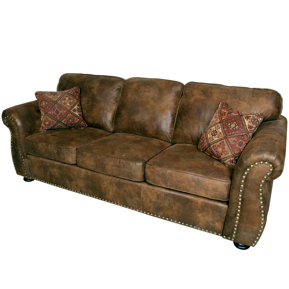Porter Designs Elk River 88 In Brown Faux Leather 3 Seater Lawson Sofa With Nailheads 01 41c 01 975 The Home Depot,Small Towns In The Usa