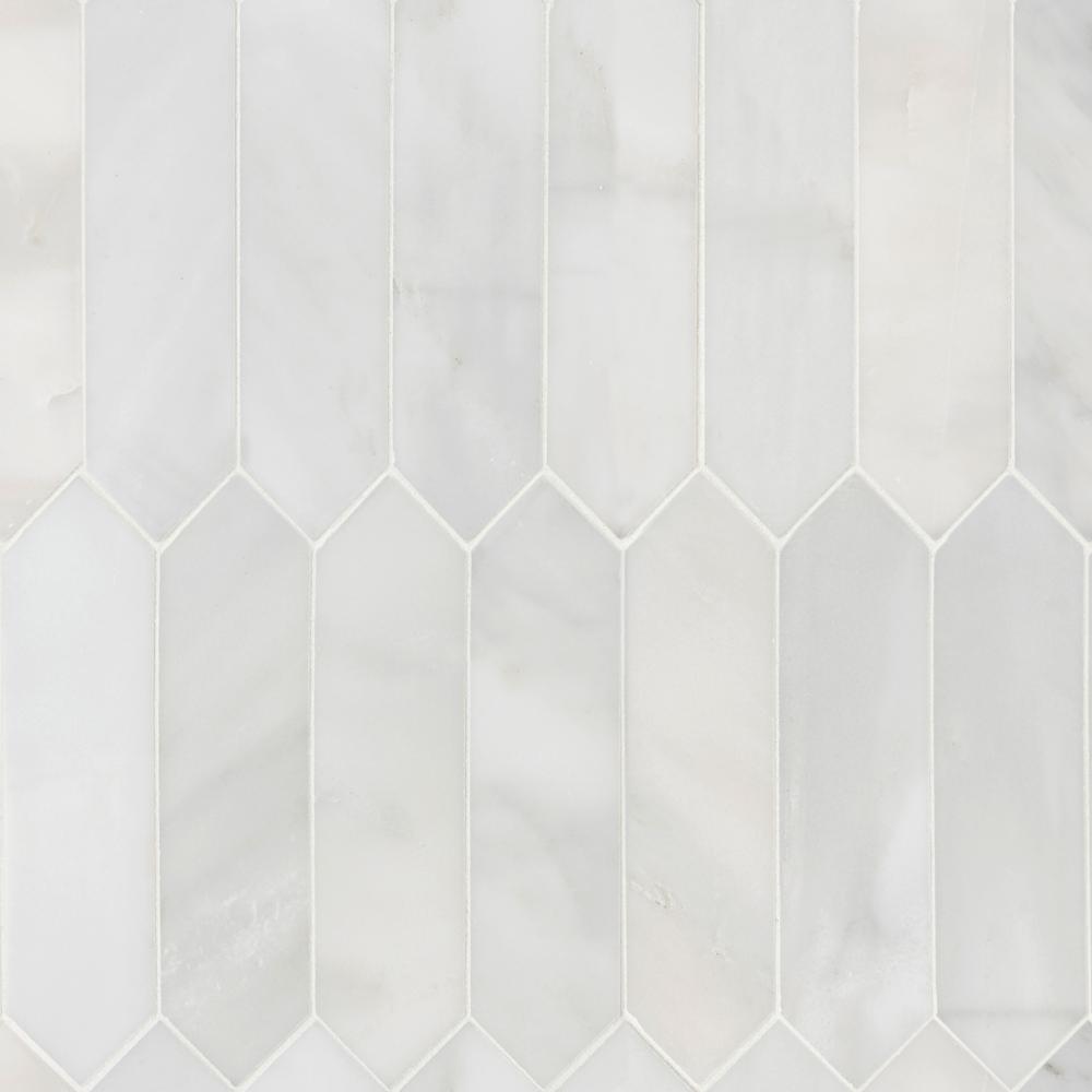 MSI Arabescato Carrara Picket 10.63 in. x 12 in. x 10mm Honed Mesh