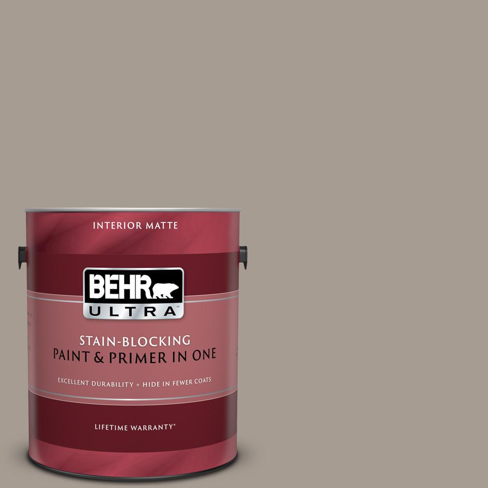 Behr Ultra 1 Gal N200 4 Rustic Taupe Matte Interior Paint And Primer In One