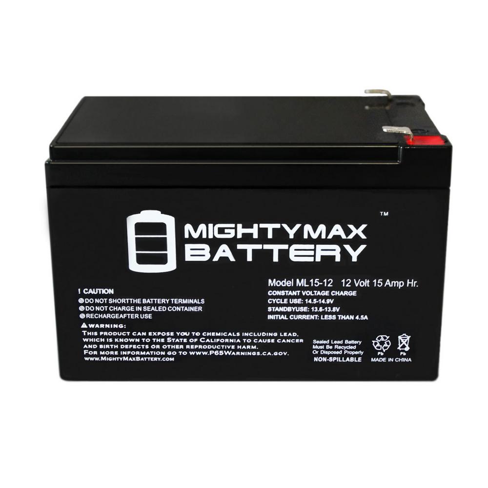 Mighty Max Battery 12 Volt 15 Ah Rechargeable F2 Terminal Sealed Lead Acid Sla Battery Ml15 12 The Home Depot