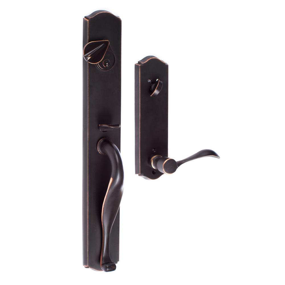 Sure Loc Hardware Wasatch Vintage Bronze Door Knob Handle Set With Slickrock Interior Trim