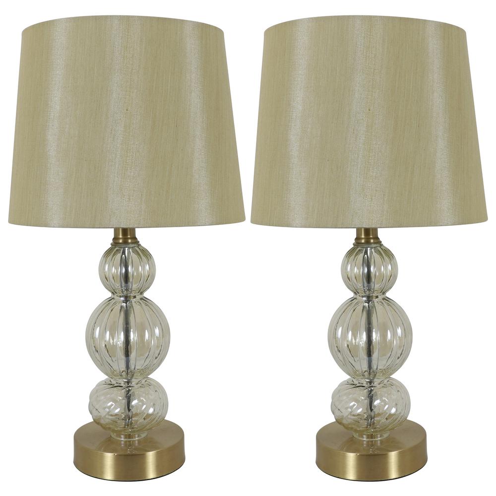 Decor Therapy Joan 17 25 In Brass Table Lamps With Usb Ports Shade Set Of 2