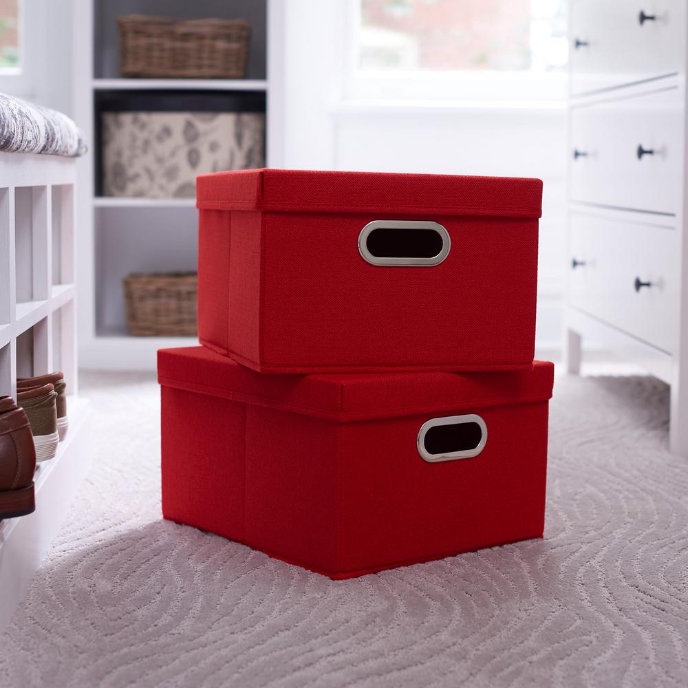Household Essentials 13 In X 8 Tomato Linen Bin Set 2 Pack