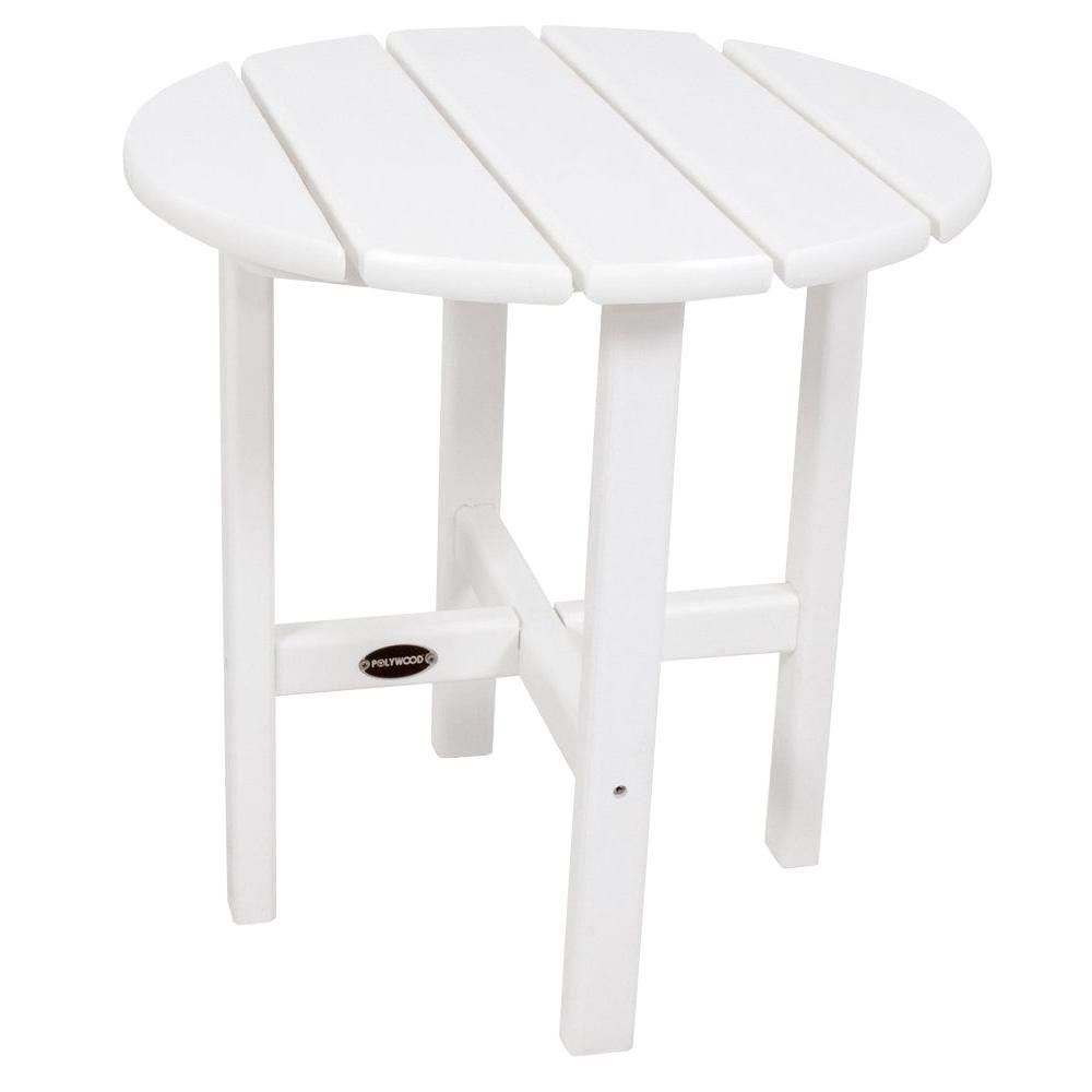 Plastic Patio Furniture No Additional Features White Outdoor White Round Patio Side Table