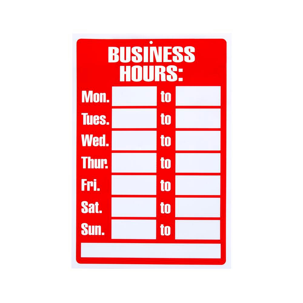 Everbilt 8 in. x 12 in. Plastic Business Hours Sign-31745 ...