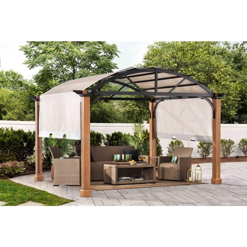 hampton bay pergola longford outdoor canopy patio wood ft depot sling gazebo homedepot pergolas backyard deck