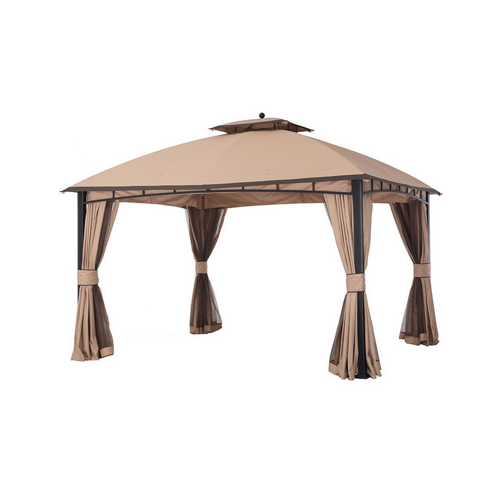 Sunjoy Gazebo Frame Parts Canopies Gazebos Compare Prices At Sunjoy 12 Ft X 10 Gold And Brown Edge Mirage Gazebo