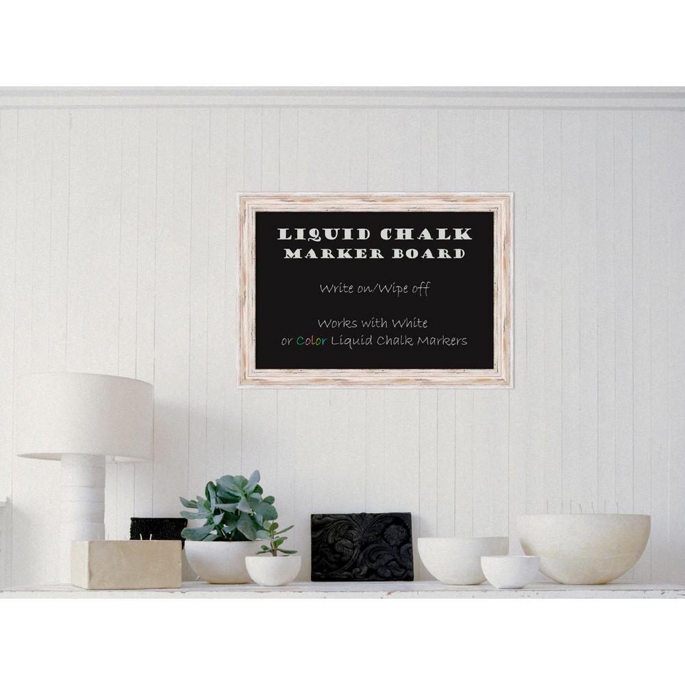 Amanti Art Alexandria White Wash Distressed Shabby Chic Wood 19 5 In Alexandria White Wash Distressed Shabby Chic Wood 19 5 In H X 27 W Framed Liquid Chalk Marker Board