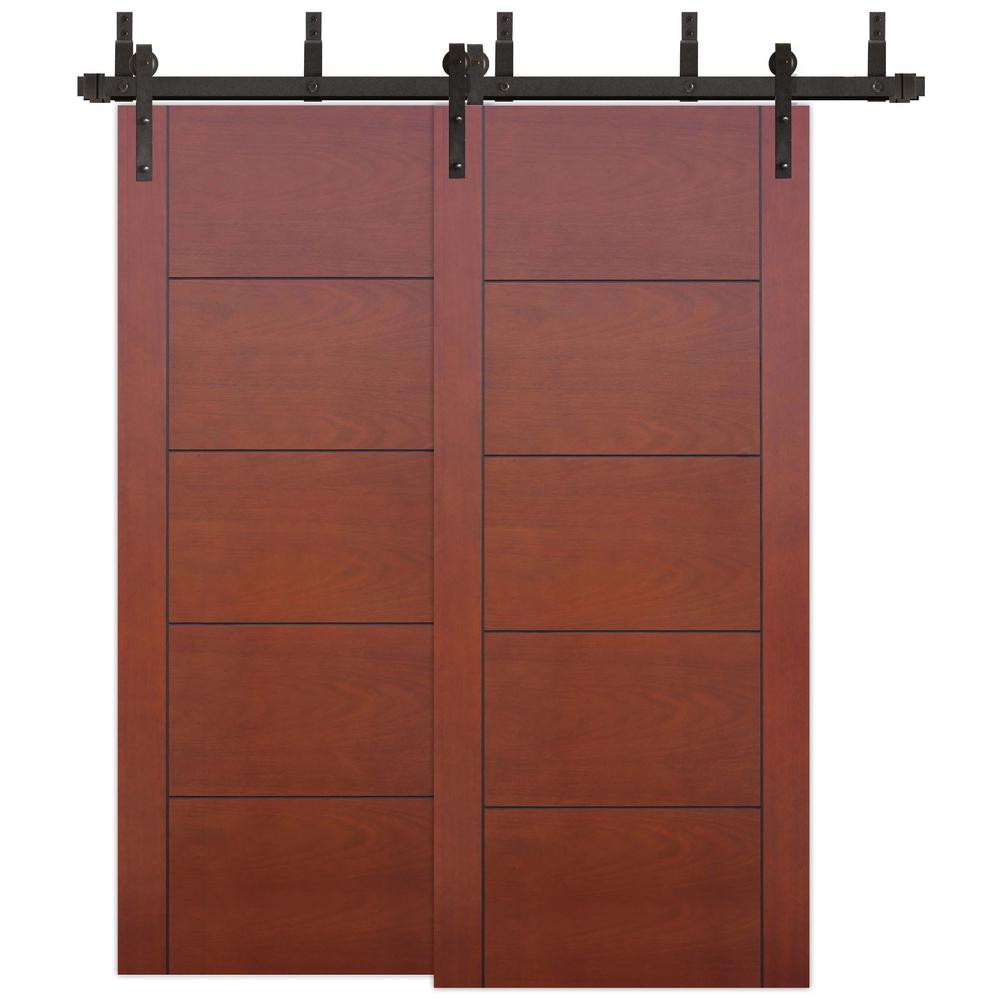 5 Panel 72 X 80 Barn Doors Interior Closet The Home Byp 5 Panel Solid Core Primed Pine Wood