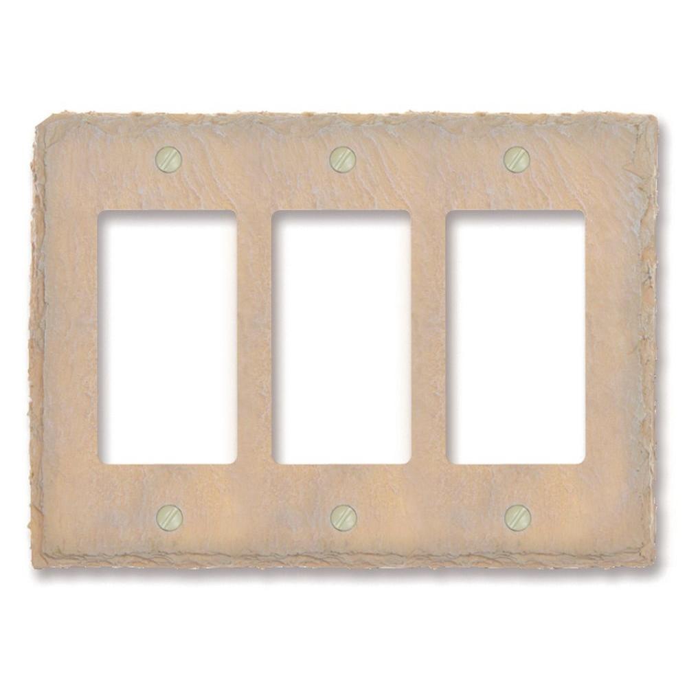 Amerelle Faux Slate Resin 3 Decora Wall Plate Almond8345RRRA The