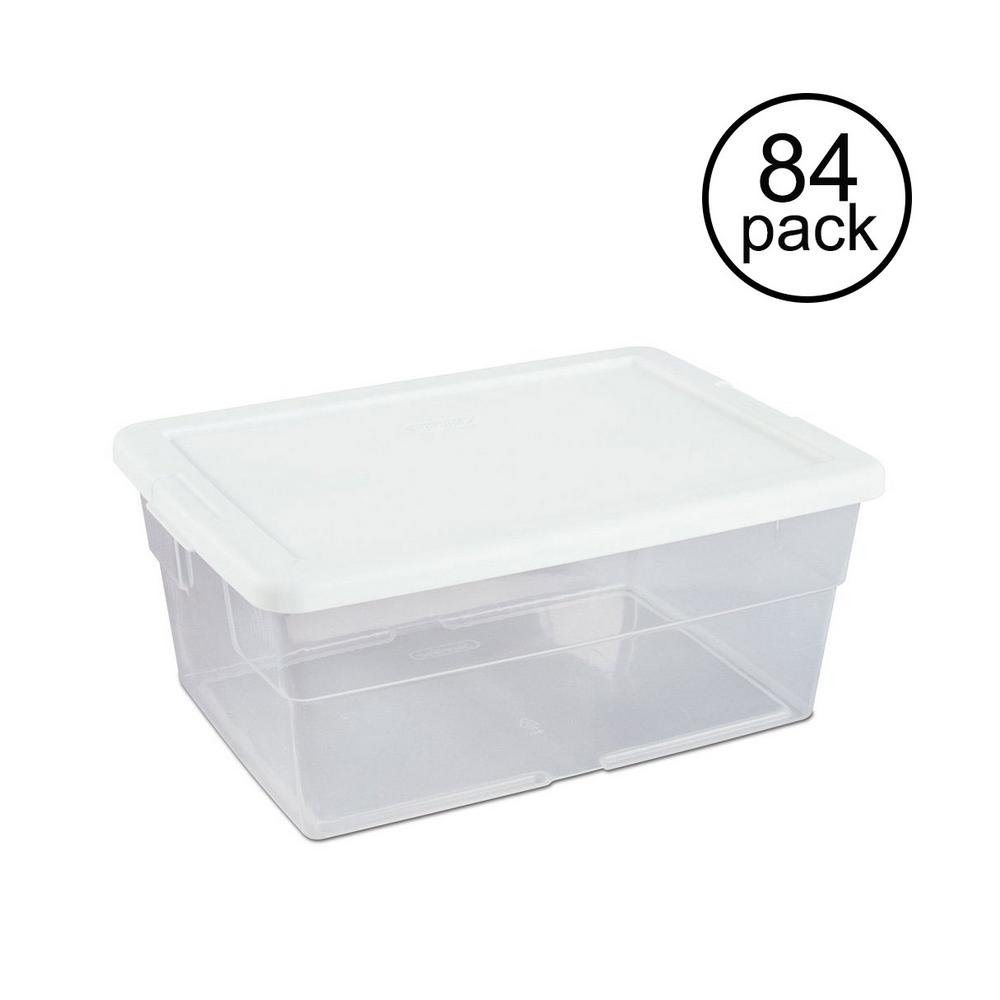 Sterilite 16 Qt Clear Stacking Closet Storage Box Container Tub