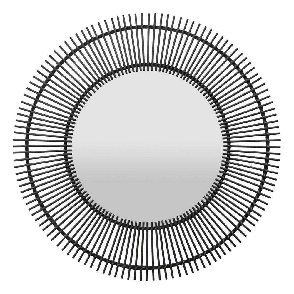 43 In Black Natural Fiber Rattan Mirrored 99506 The Home Depot Natural Fiber Rattan Mirrored 99506