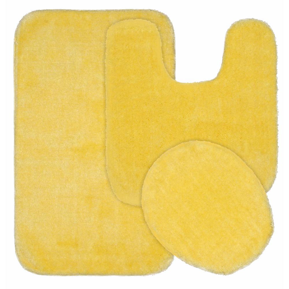 Garland Rug Traditional Rubber Ducky Yellow 21 In X 34 In Solid Plush Nylon 3 Piece Bath Mat Set Ba010w3p02cc6 The Home Depot