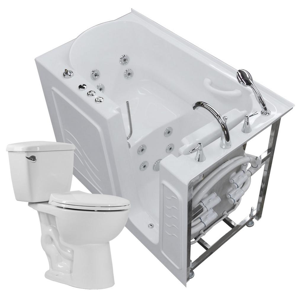 Universal Tubs 52.8 in. WalkIn Whirlpool Bathtub in White with 1.28