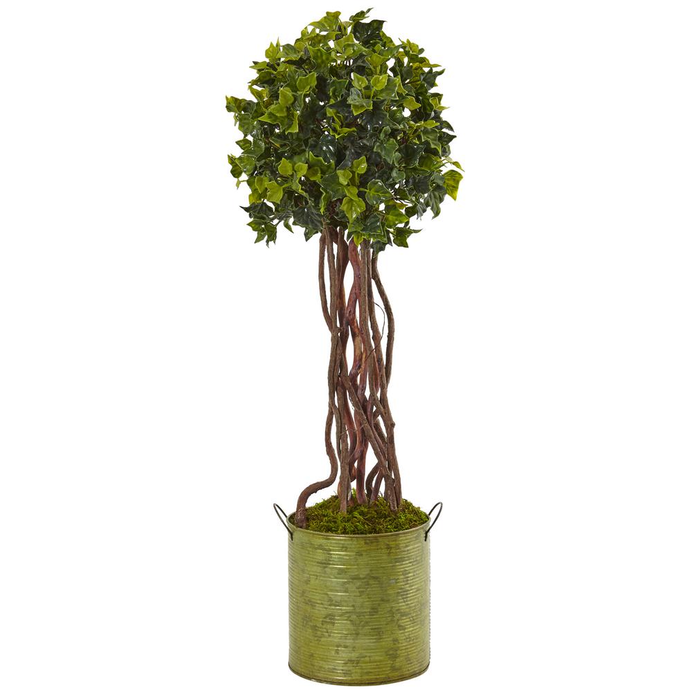 Nearly Natural Indoor Outdoor English Ivy Artificial Tree In Metal Nearly Natural Indoor Outdoor English Ivy Artificial Tree In Metal Planter Uv Resistant 5851 The Home Depot
