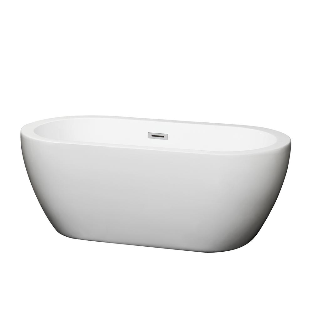 Soho 59 75 In Acrylic Flatbottom Center Drain Soaking Tub In White