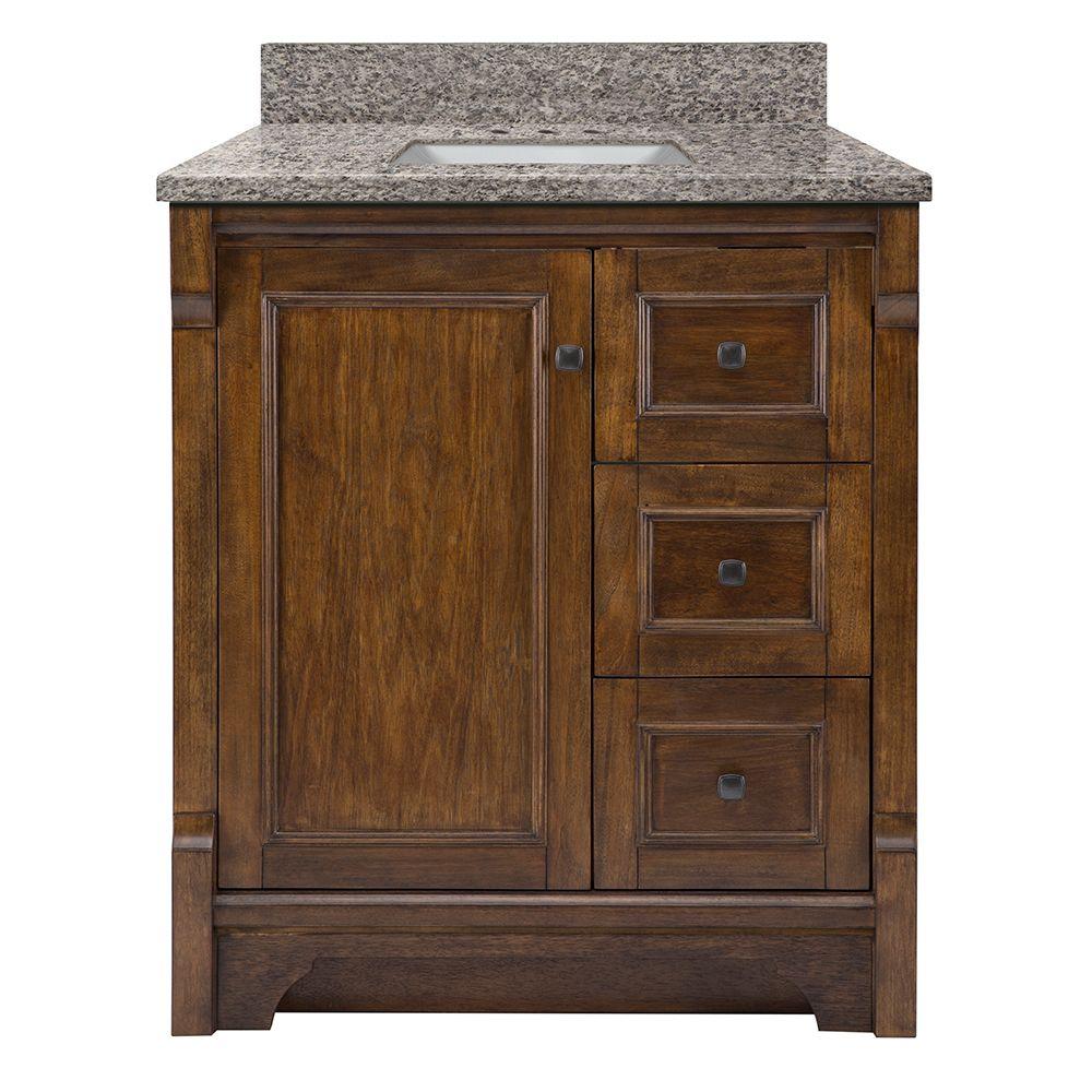 Home Decorators Collection Creedmoor 31 in. W x 22 in. D Vanity in Walnut with Granite Vanity Top in Sircolo with White Sink was $949.0 now $664.3 (30.0% off)