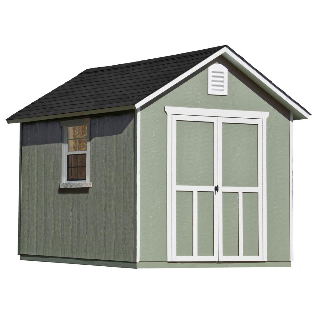 Windows Handy Home Products Wood Sheds The Depot Installed Meridian 8 Ft X 10 Wood Storage Shed With Black Onyx Shingles