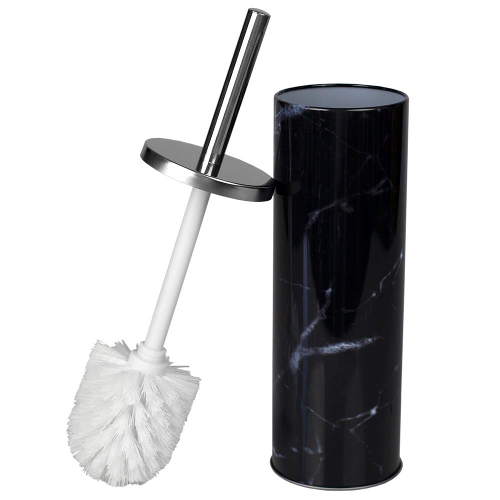 Modern Loo Brush Hygienic /& High-Quality Toilet Brush with Toilet Brush Holder Black mDesign Plastic Toilet Brush Set
