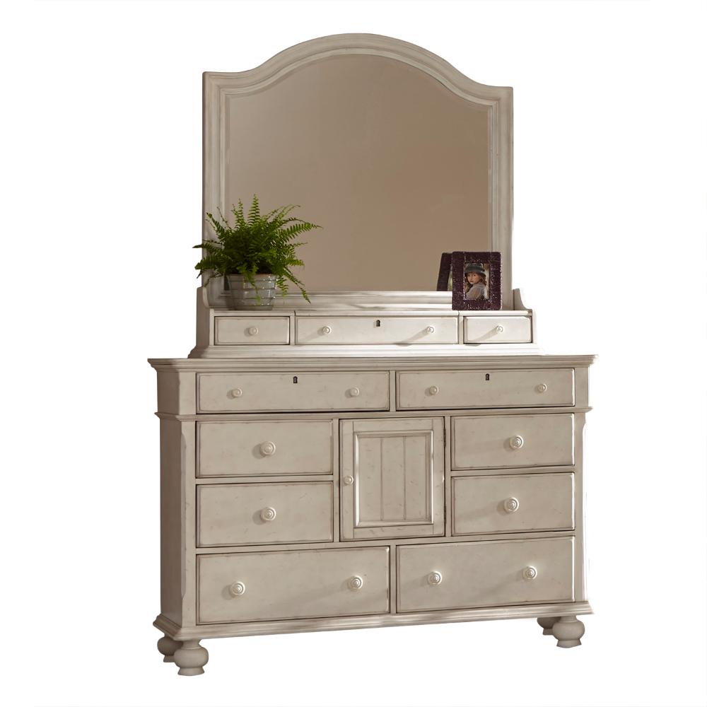 American Woodcrafters Newport 8 Drawer Antique White Dresser With