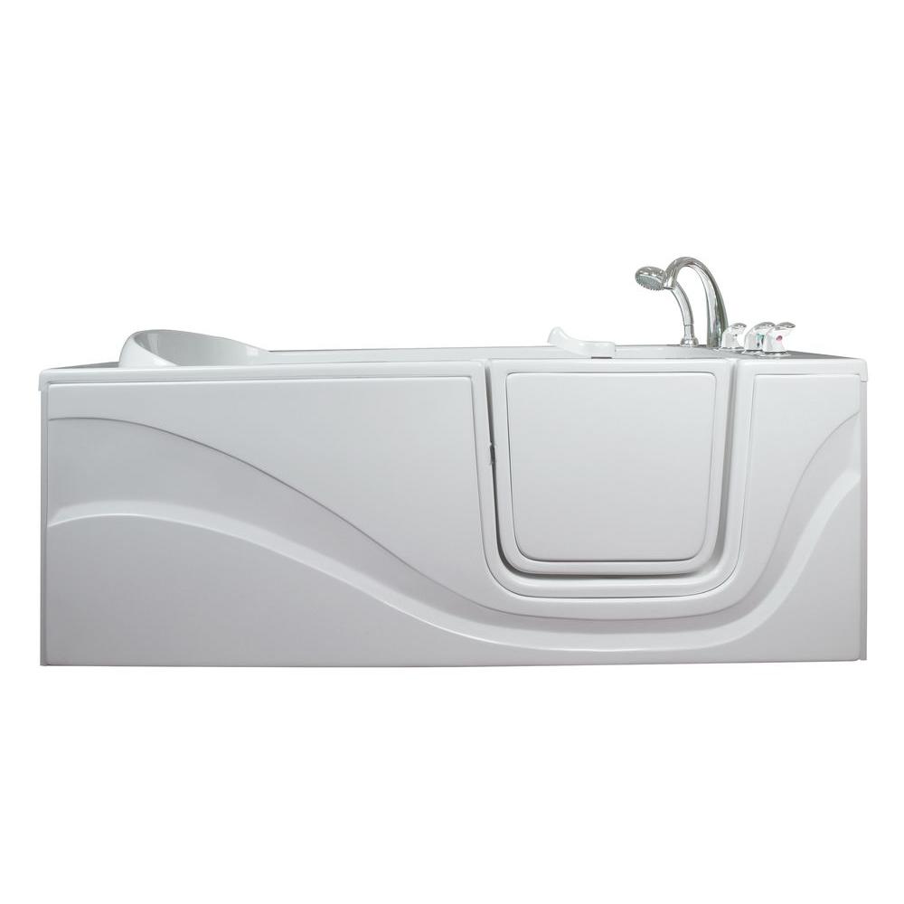 Ella Lay Down 5 ft. x 30 inch Walk-In Soaking Bathtub in White with Right... by Ella
