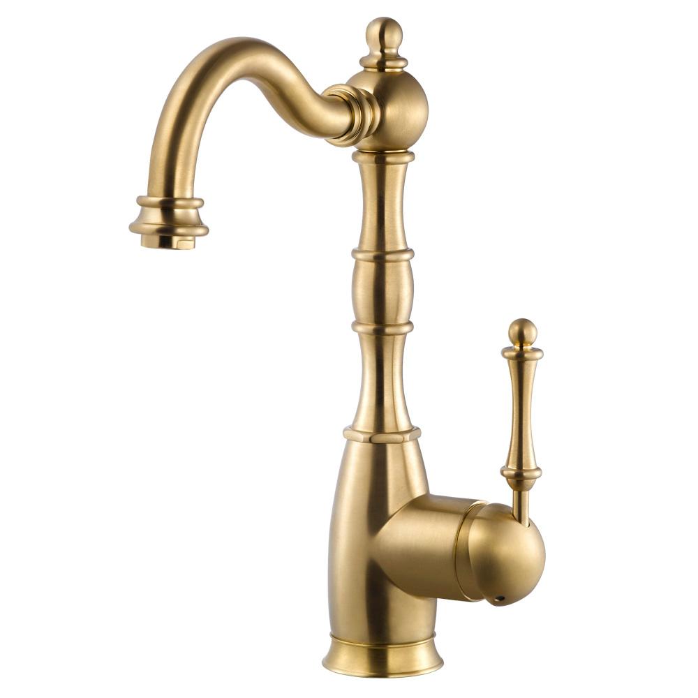 Houzer Regal Traditional Single Handle Standard Kitchen Faucet With Ceradox Technology In Brushed Brass Regba 160 Bb The Home Depot
