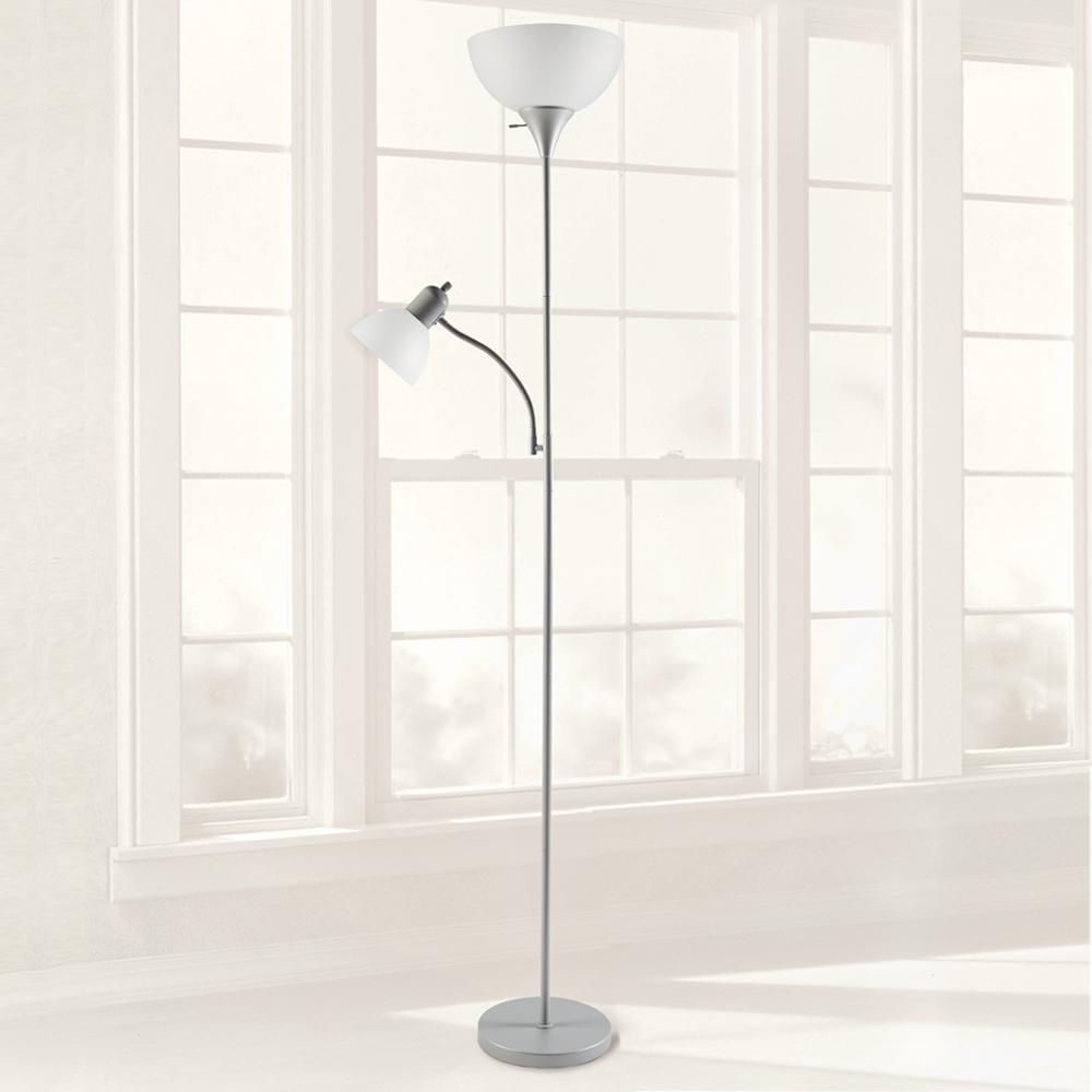 Hampton Bay 71 5 In Silver Mother Daughter Floor Lamp 20921 000