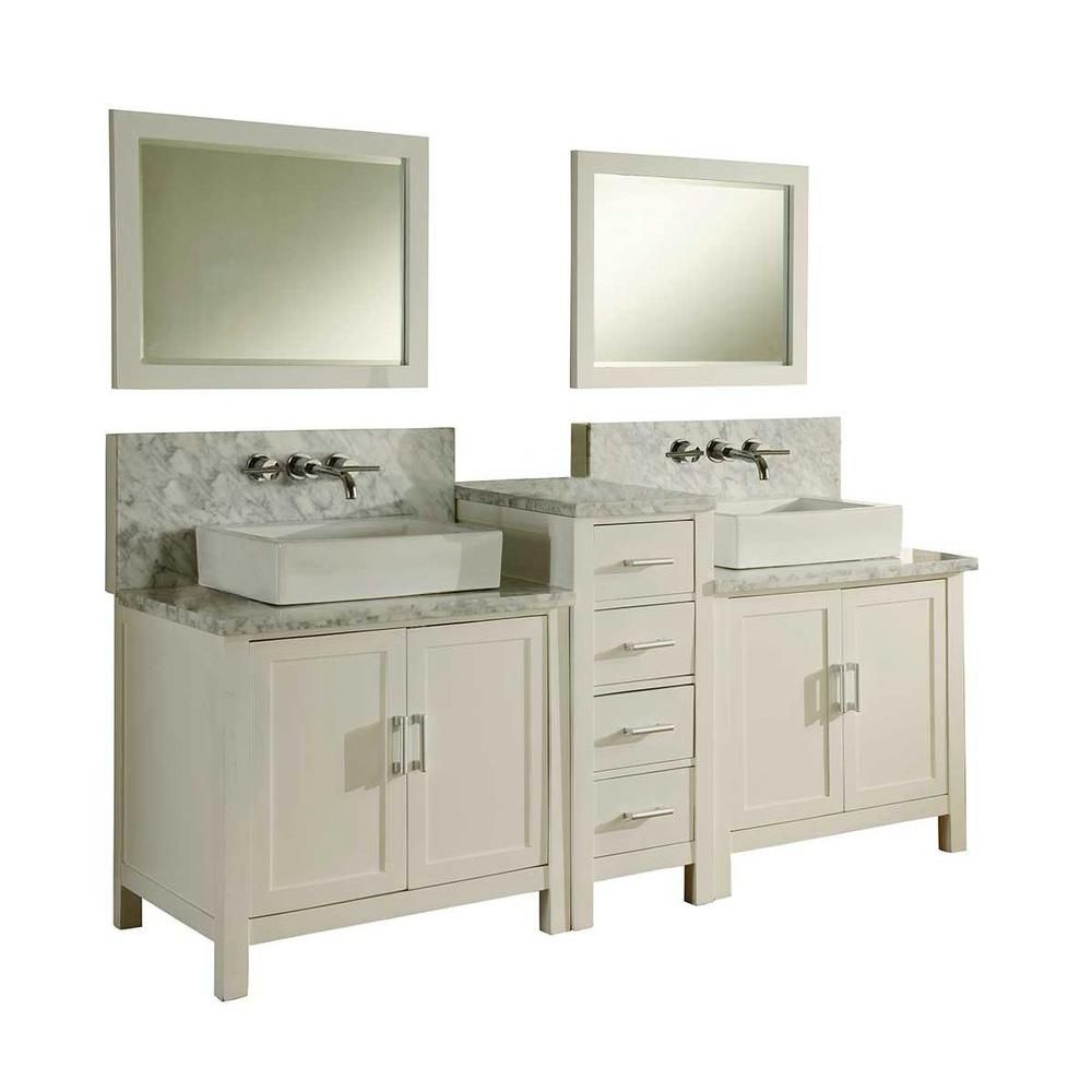 Direct vanity sink Horizon Premium 84 in. Double Vanity in Pearl White
