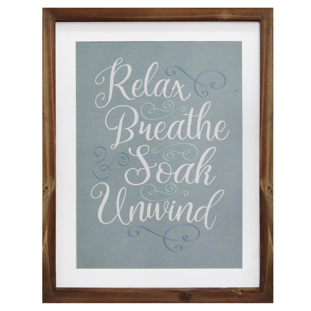 Stratton Home Decor Relax Breathe Soak Unwind Framed Bath Art S11583 The Home Depot