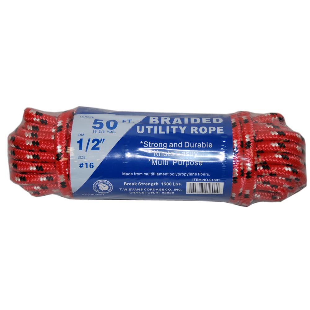 T.W. Evans Cordage 1/2 x 50 ft. Braided Utility Rope91601 The Home Depot