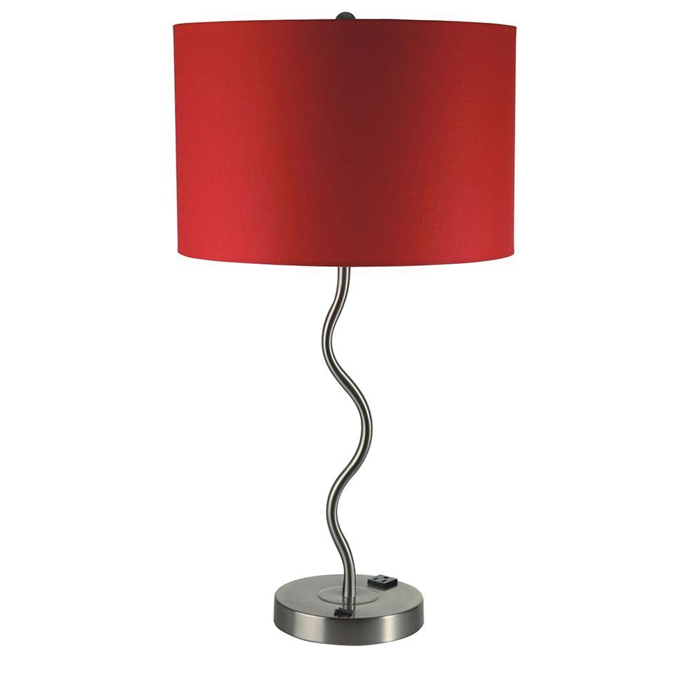 Red Table Lamps The Home Depot Chrome Red Wave Table Lamp With Convenient Adjule Bulb Socket
